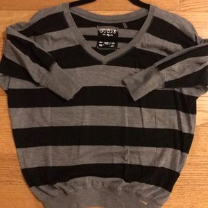 Guess black and gray striped top